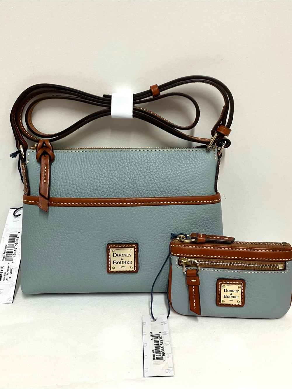 Dooney Bourke Pebble Ginger Pouchette Crossbody and Coin Case Heather Color NWT